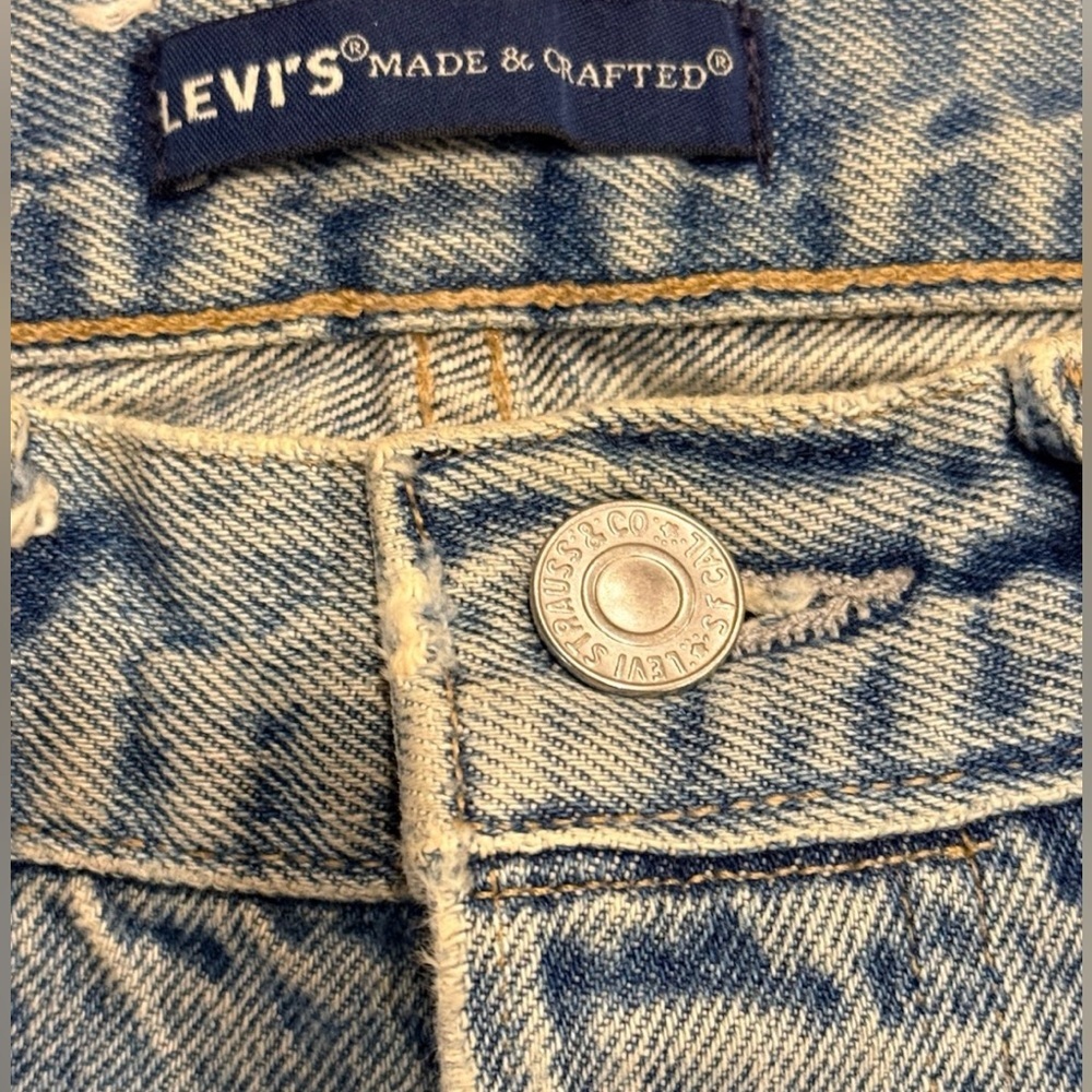 Levi’s 501 Crop Straight Leg Selvedge Denim Jeans Y2K W25 Blue - Picture 9 of 13